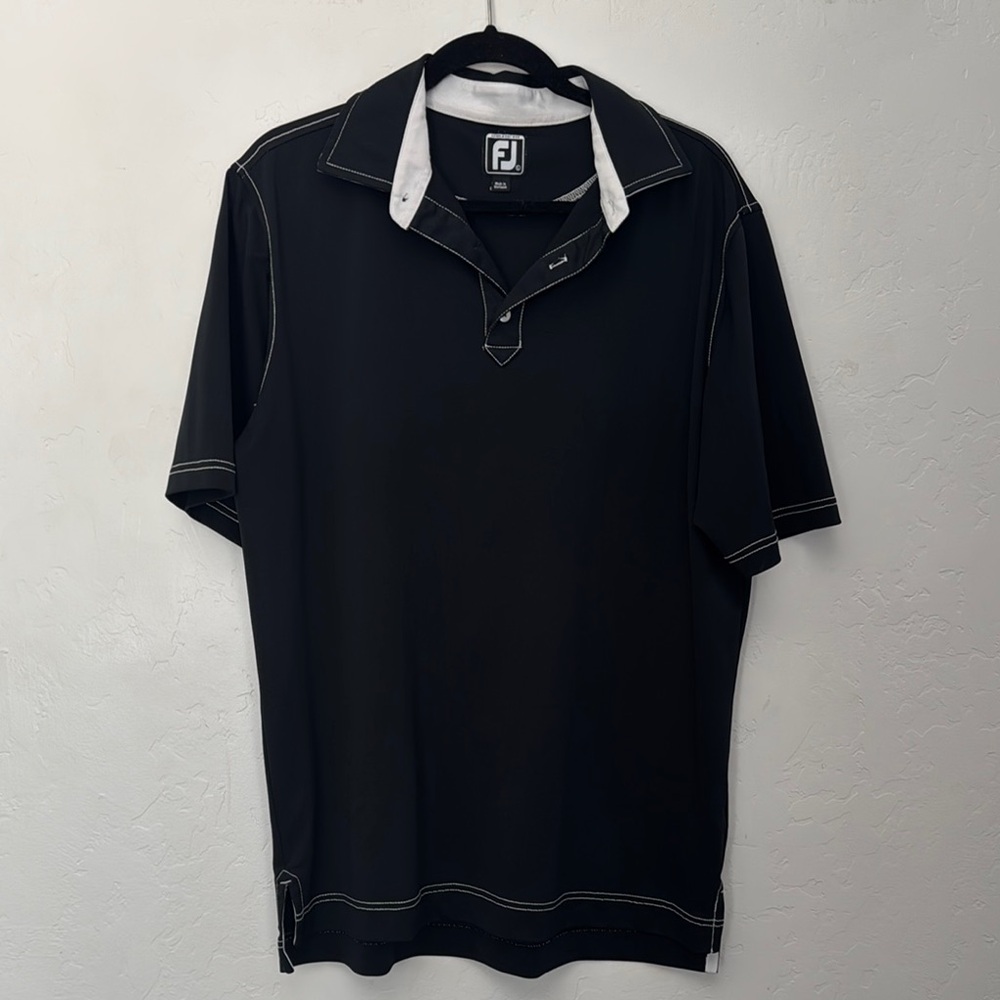 FootJoy Black Athletic Fit Golf Polo – Size L